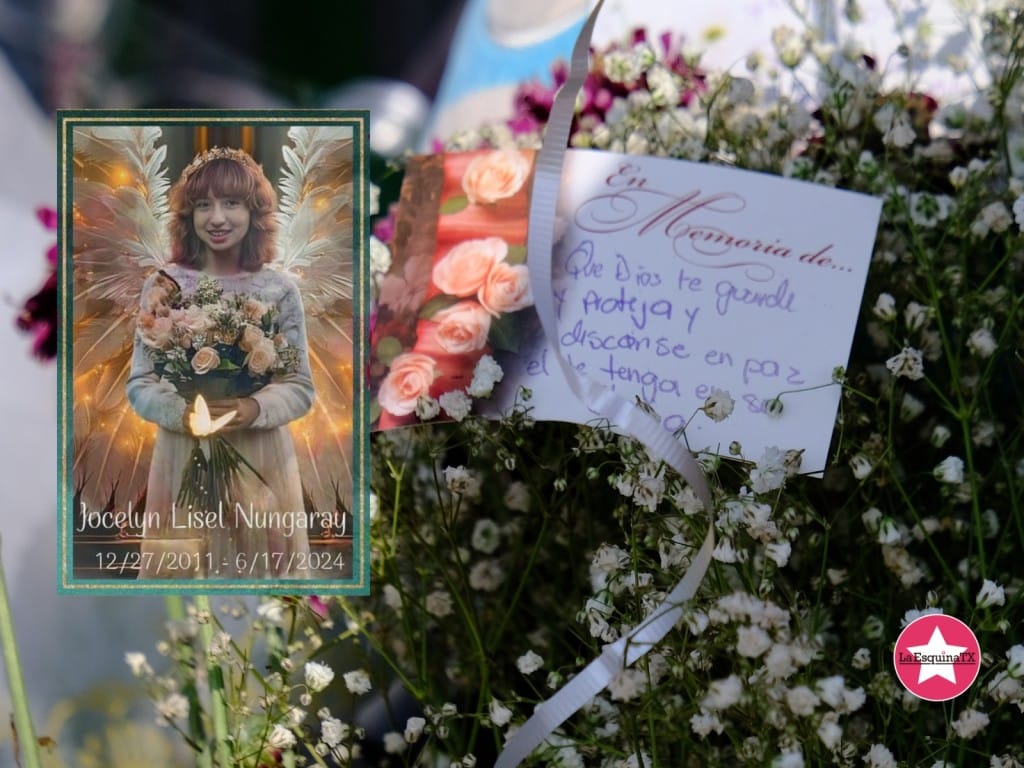 Foto de Jocelyn Nungaray, flores y carta dedicada a Jocelyn.