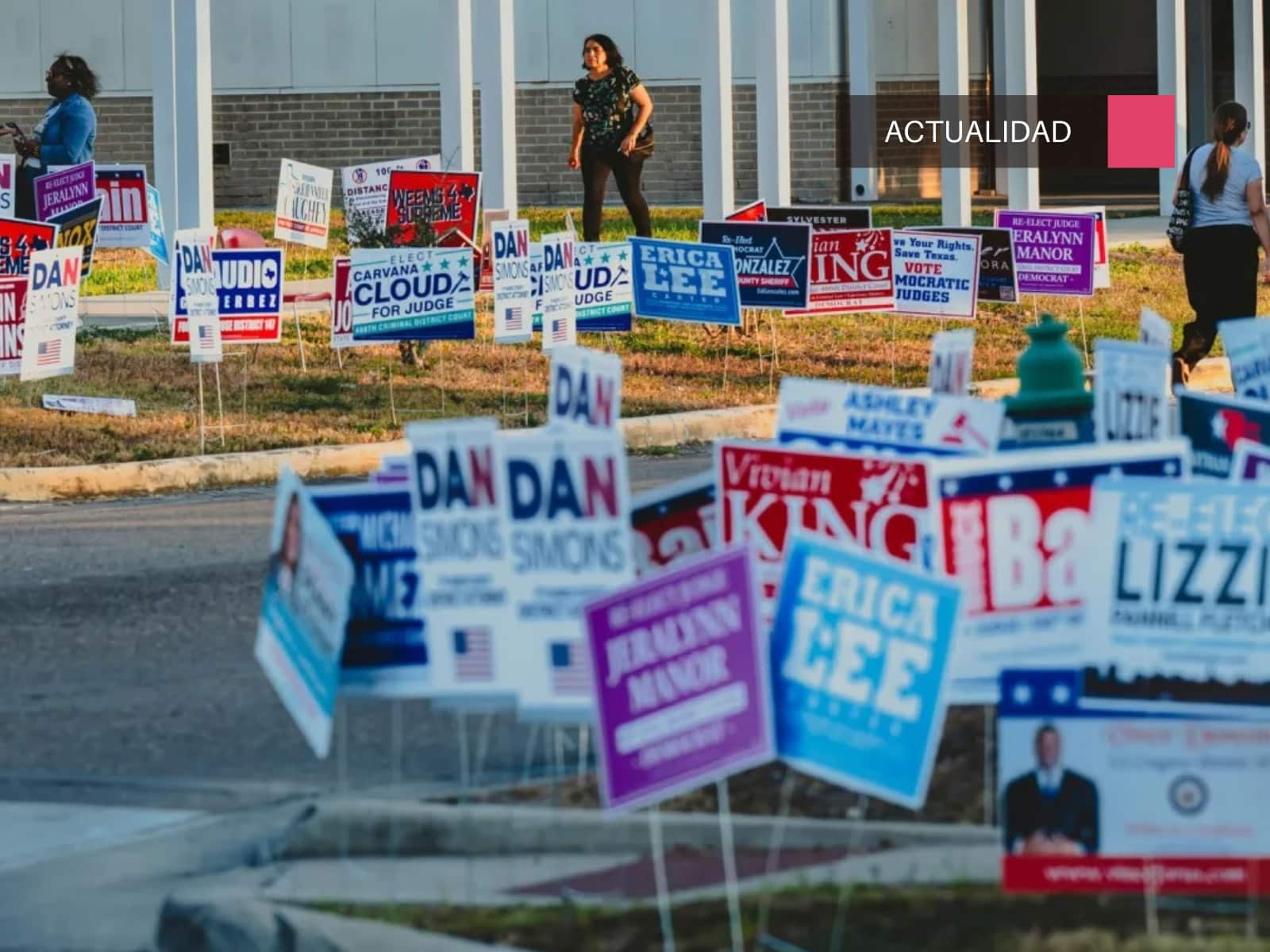 Letreros de candidatos a distintos puestos políticos. Foto: Meridith Kohut, Houston Landing