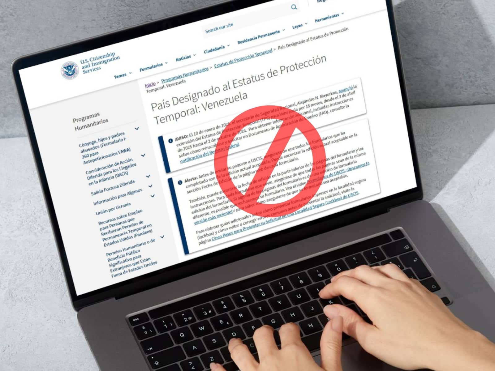 Imagen de una laptop con la derogatoria del TPS