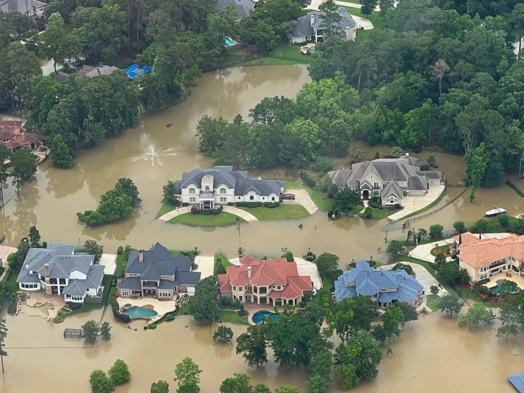 Vista aérea de una vecindario en Houston, Texas,