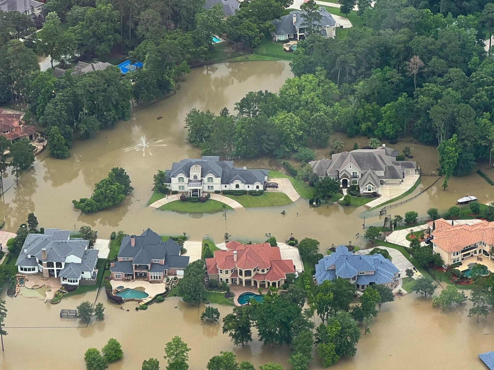 Vista aérea de una vecindario en Houston, Texas,